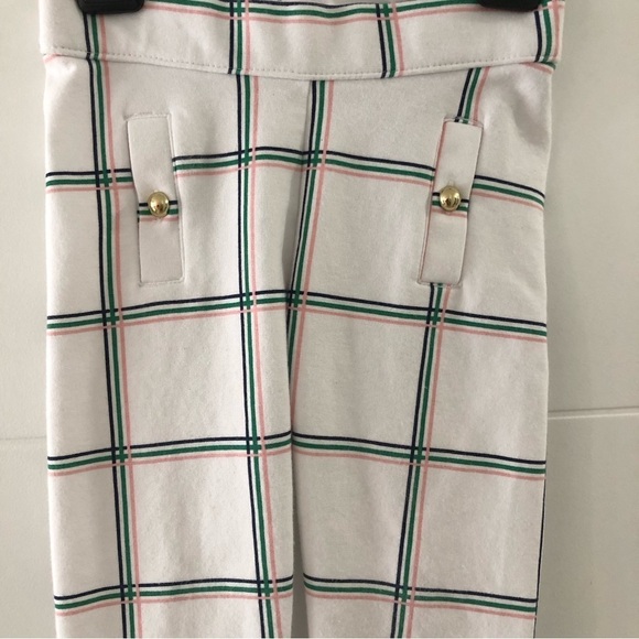 Janie and Jack Girls White Plaid Ponte Pants With Gold Buttons Size 3T - Picture 3 of 6